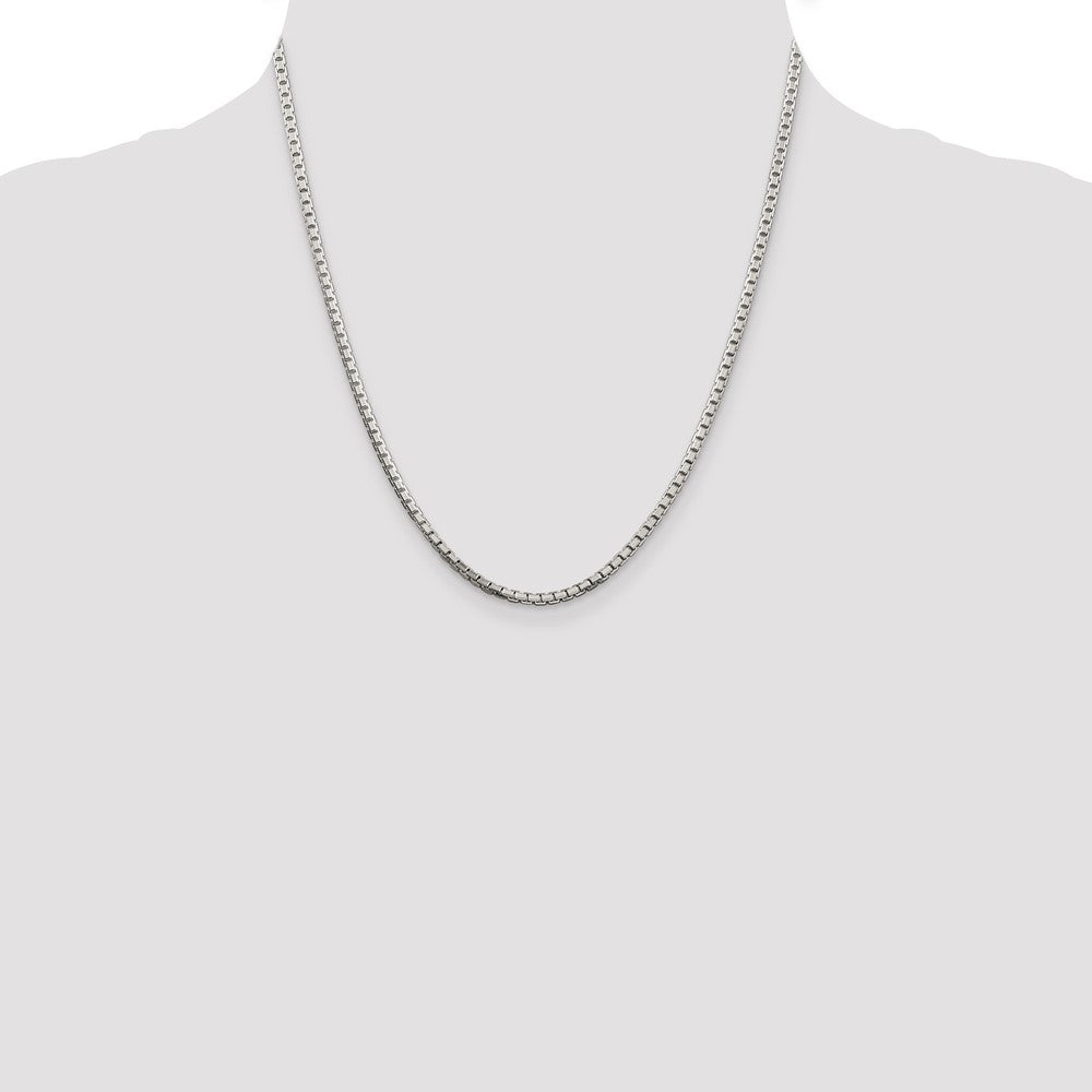 Sterling Silver 2.5mm 8 Sided Diamond-cut Box Chain 20 Inches