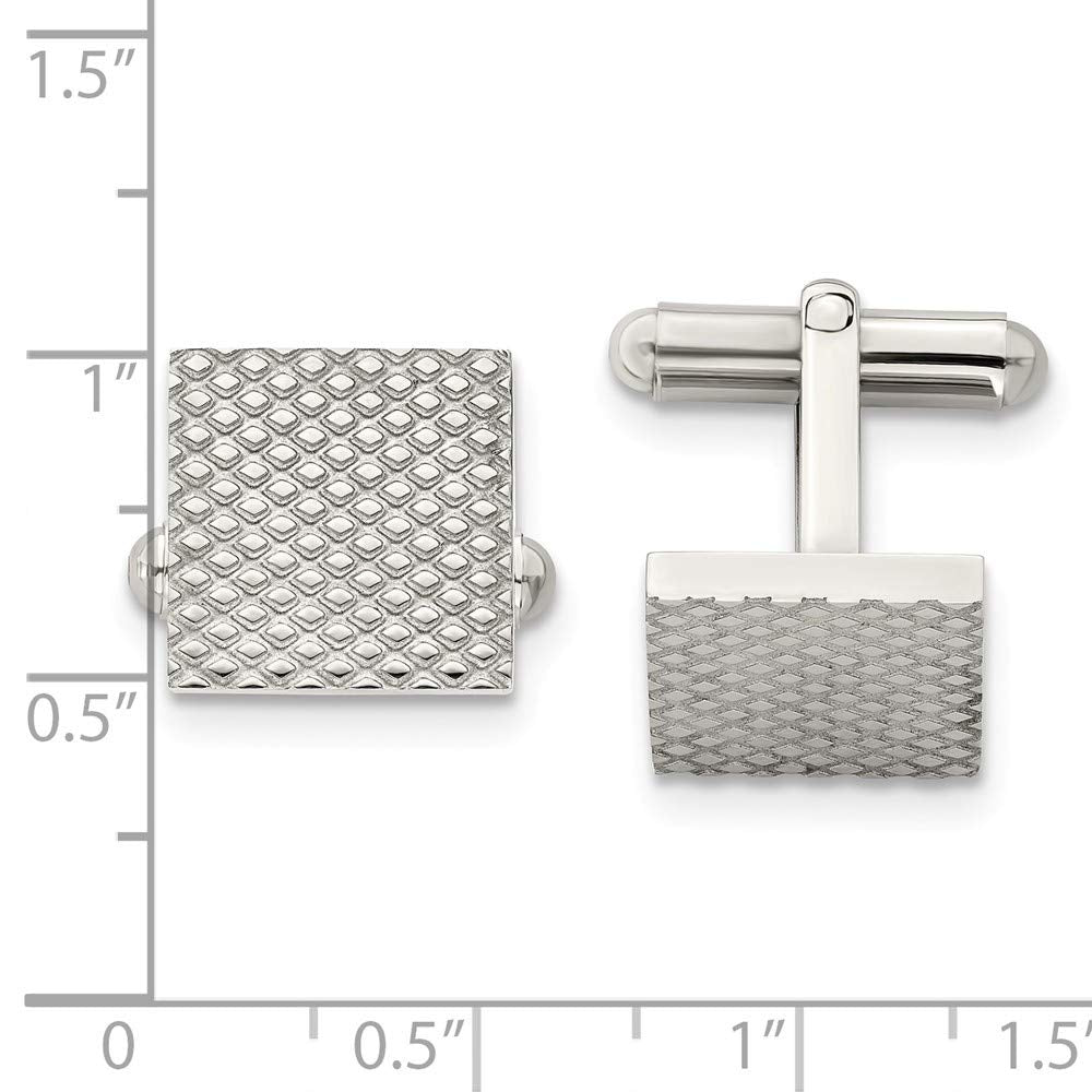 Primal Steel Stainless Steel Polished and Textured Cuff Links