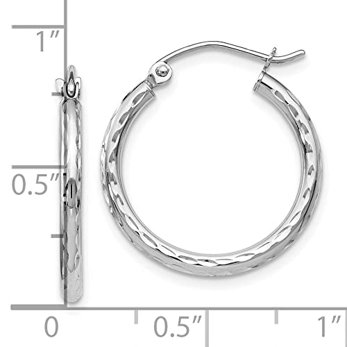 14K White Gold Hinged Hoop Earrings