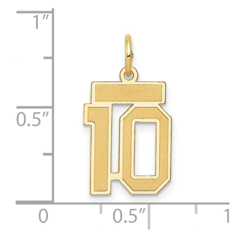 14k Small Satin Number 10 Charm