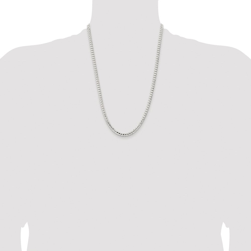 Sterling Silver Rhodium-plated 4.5mm Concave Beveled Curb Chain