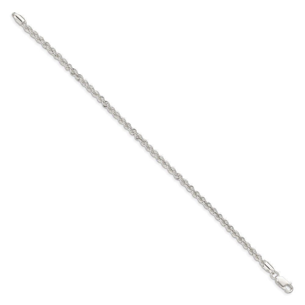 Sterling Silver 3mm Solid Rope Chain 8 inches