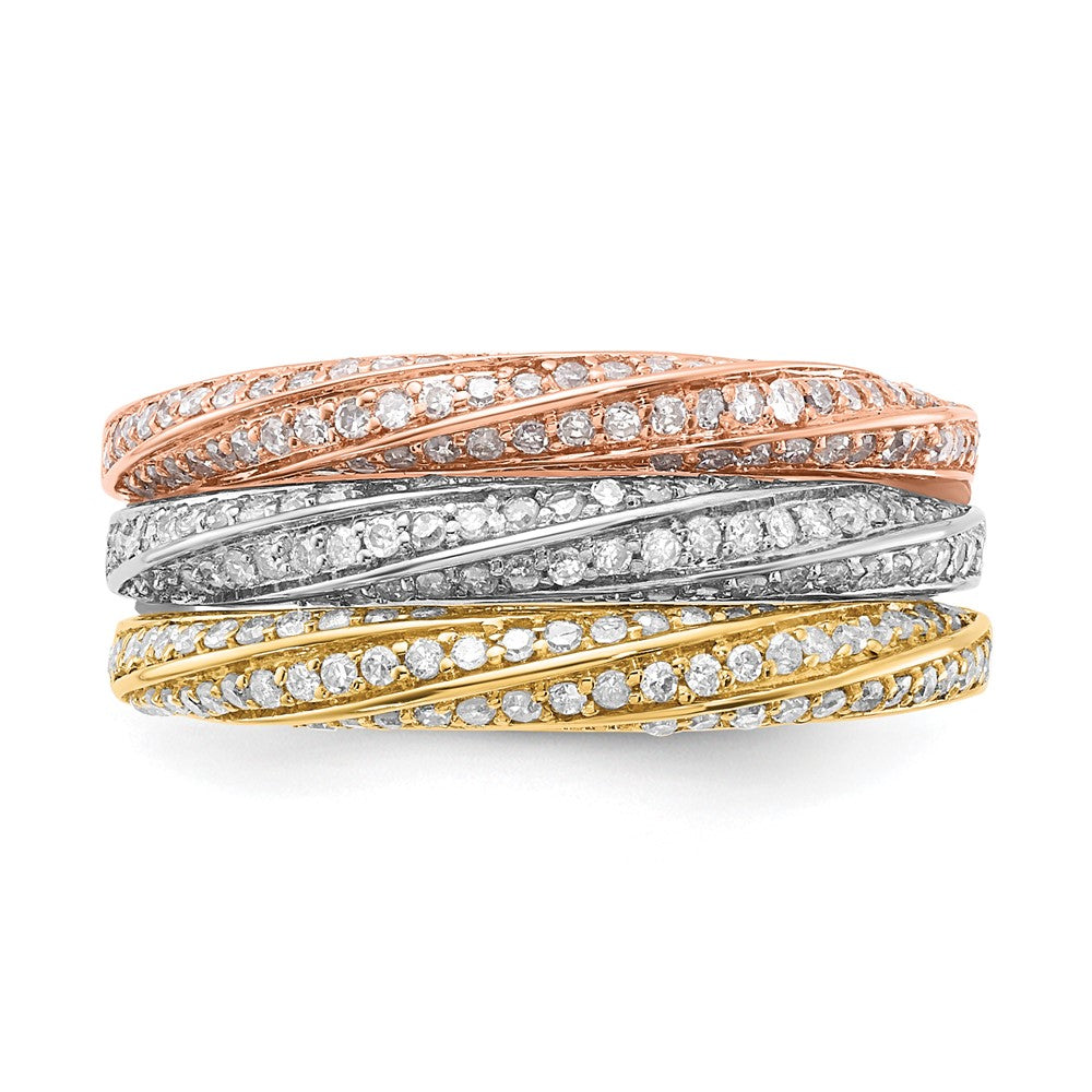 10k Tri-color Diamond Stackable Rings