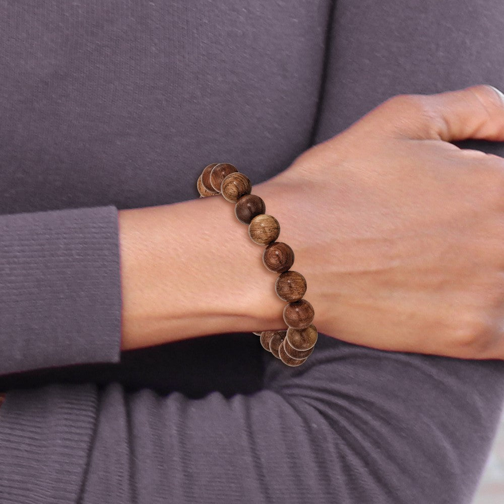 Stretch Bead Burma Padauk Wood Bracelet