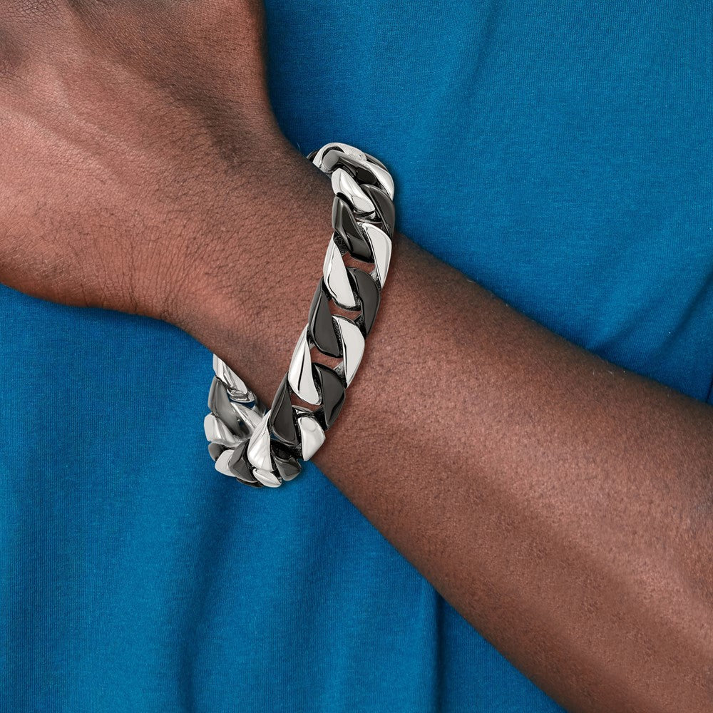 Stainless Steel Polished Black IP-plated 8.75in Bracelet 8.5 inches