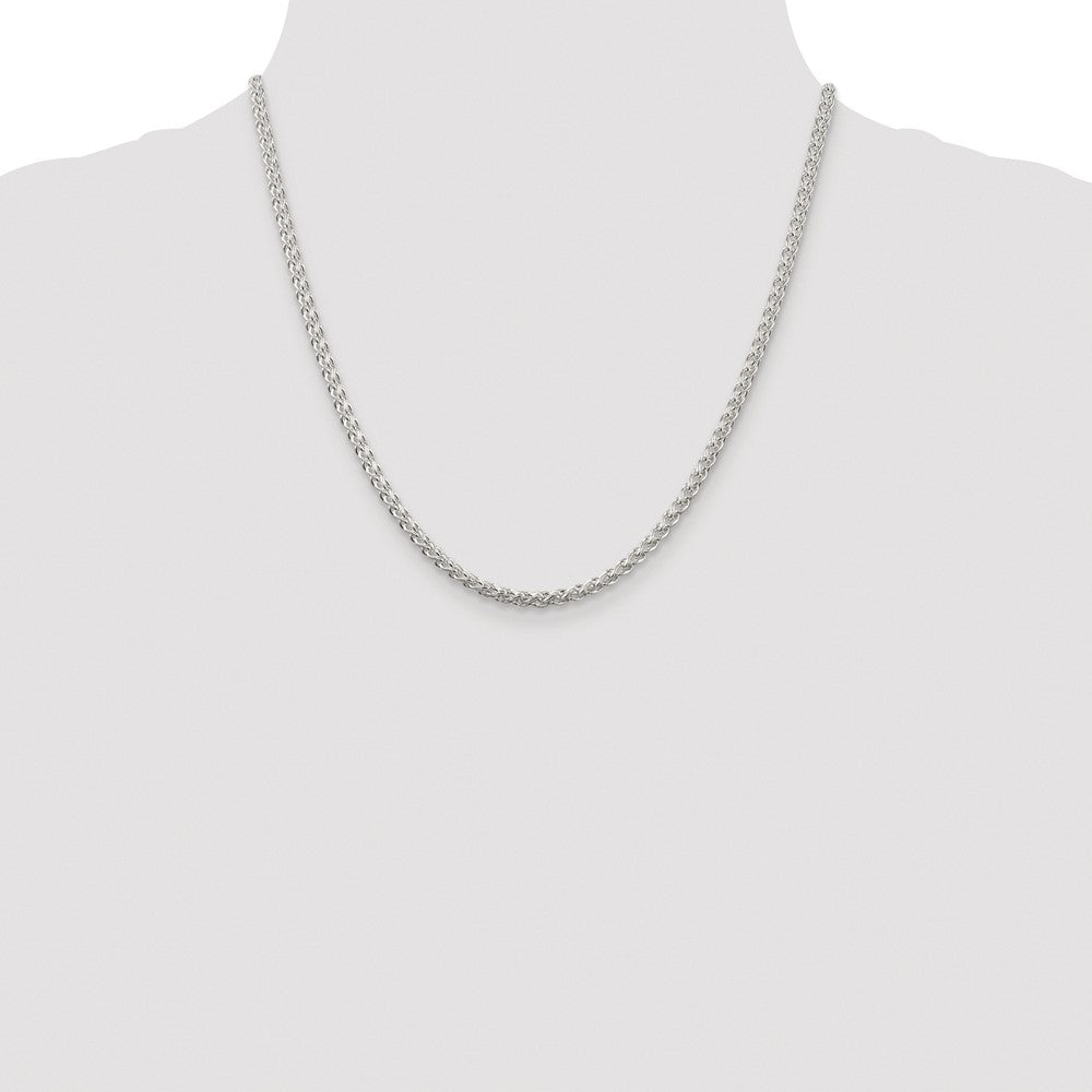 Sterling Silver Rhodium-plated 3mm Round Spiga Chain