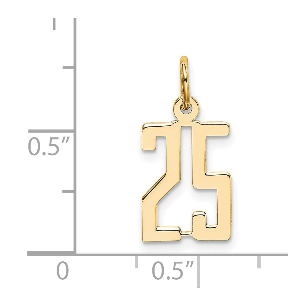 14k Small Elongated Number 25 Charm