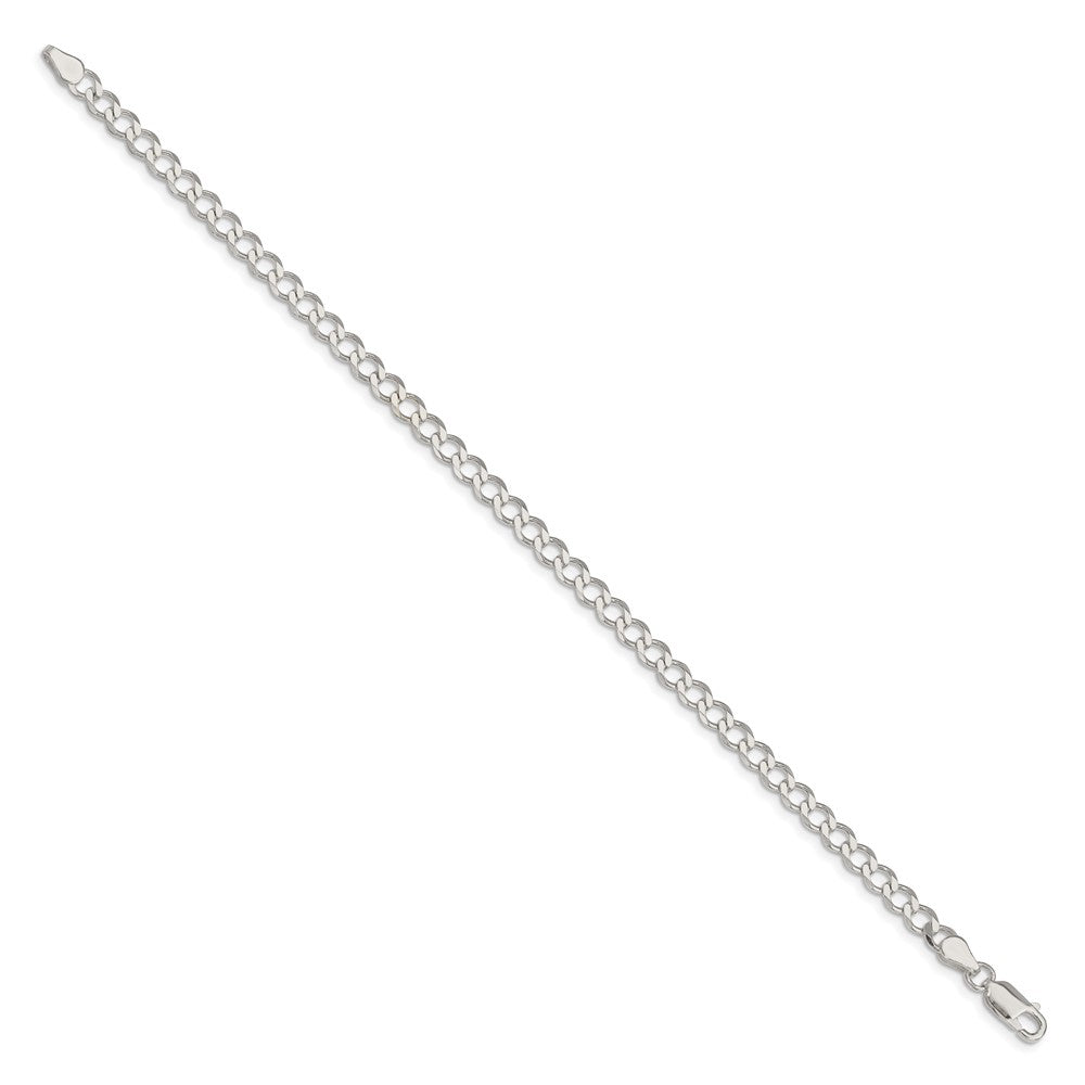 Sterling Silver 4.5mm Semi-solid Flat Curb Chain 7 inches
