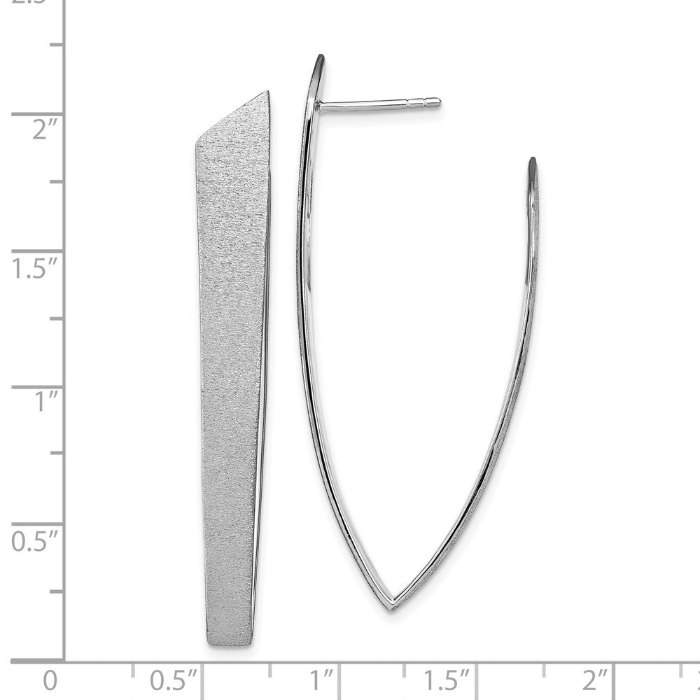 Sterling Silver Rhodium-plated Sand-finish Post Dangle Earrings