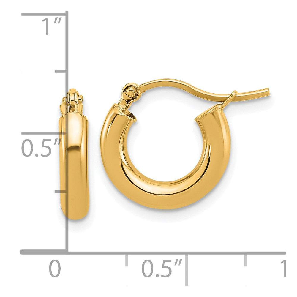 14k Polished 3mm Polished Hoop Earrings