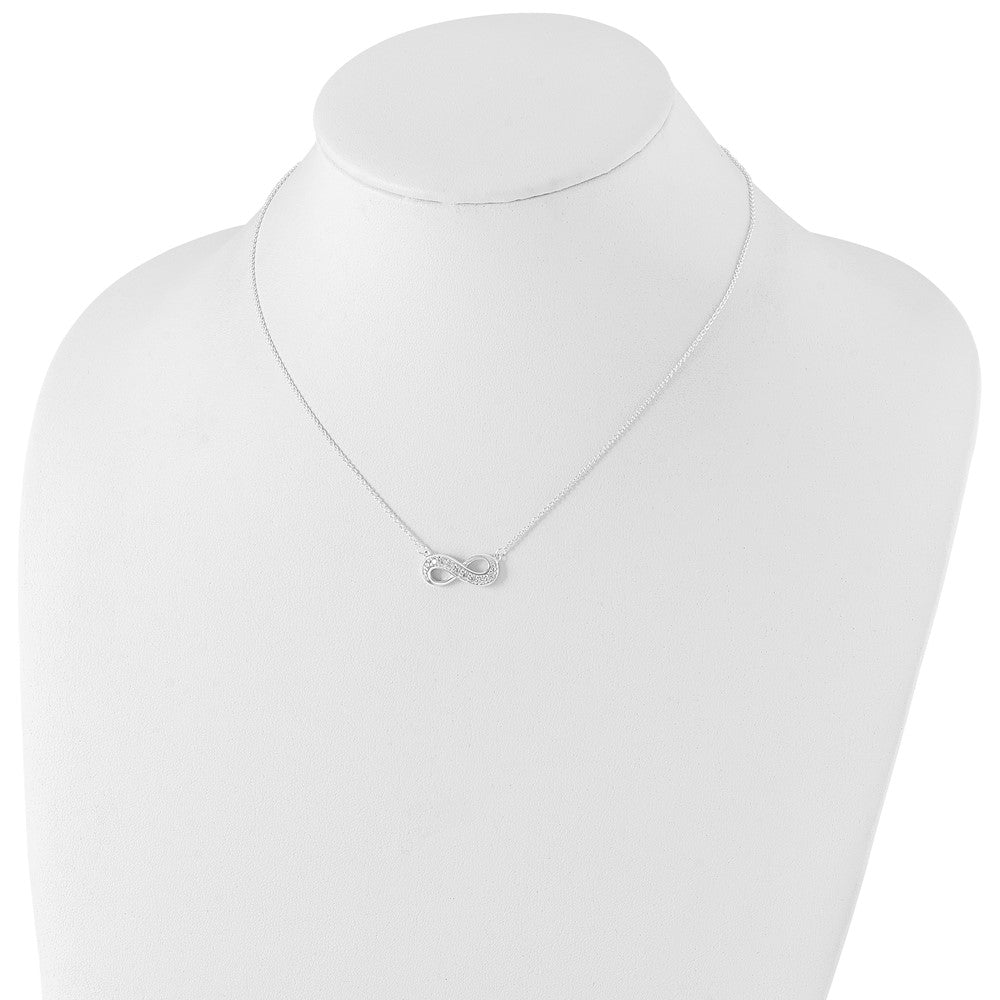 Sterling Silver CZ Infinity Necklace 16.5 Inches