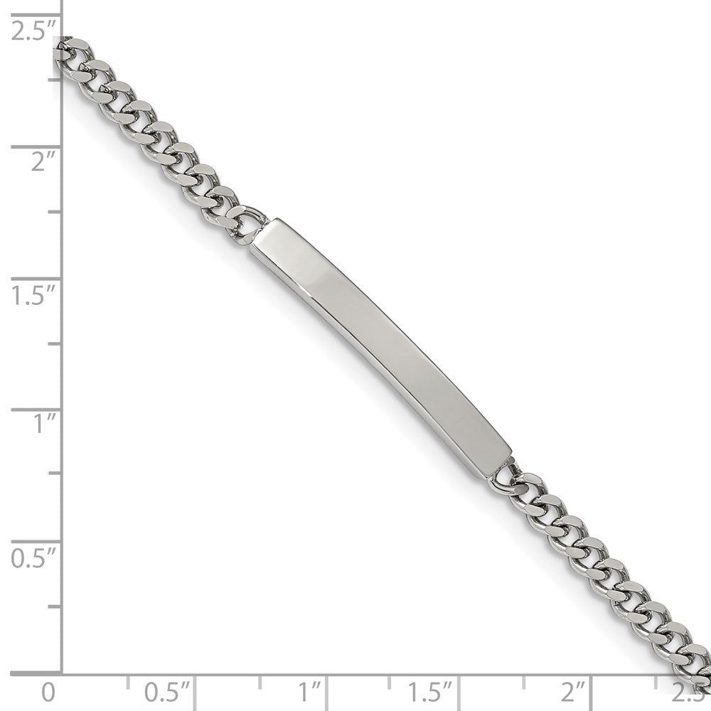 Stainless Steel Polished Flat Curb Chain 8.5in ID Bracelet 8.5 inches