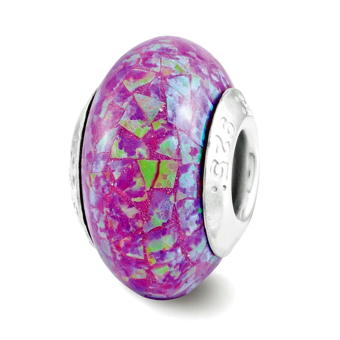 Sterling Silver Reflections Purple Synthetic Opal Mosaic Bead