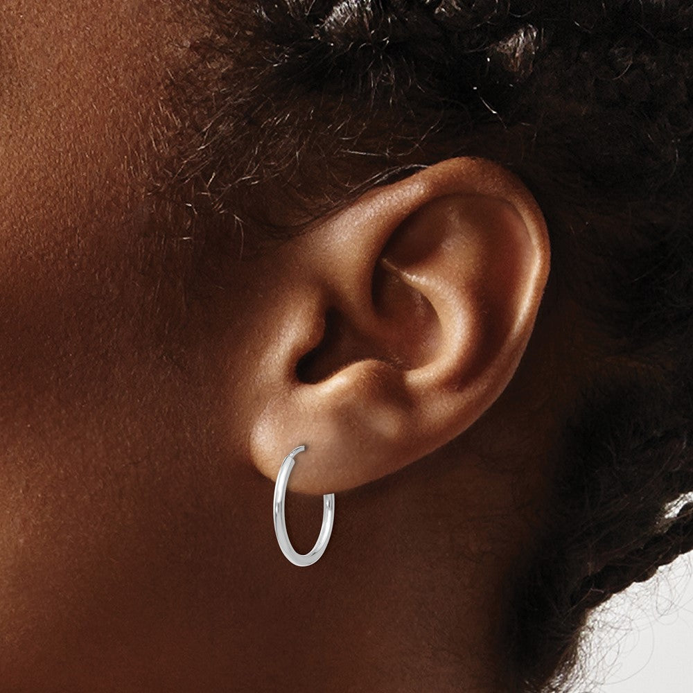 14k White Gold 1.2mm Polished Endless Hoop Earrings