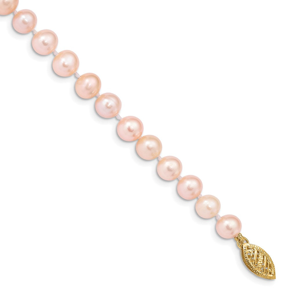 14k 5-6mm Pink Near-Round Freshwater Cultured Pearl 7.5 inch Bracelet 7.5 inches