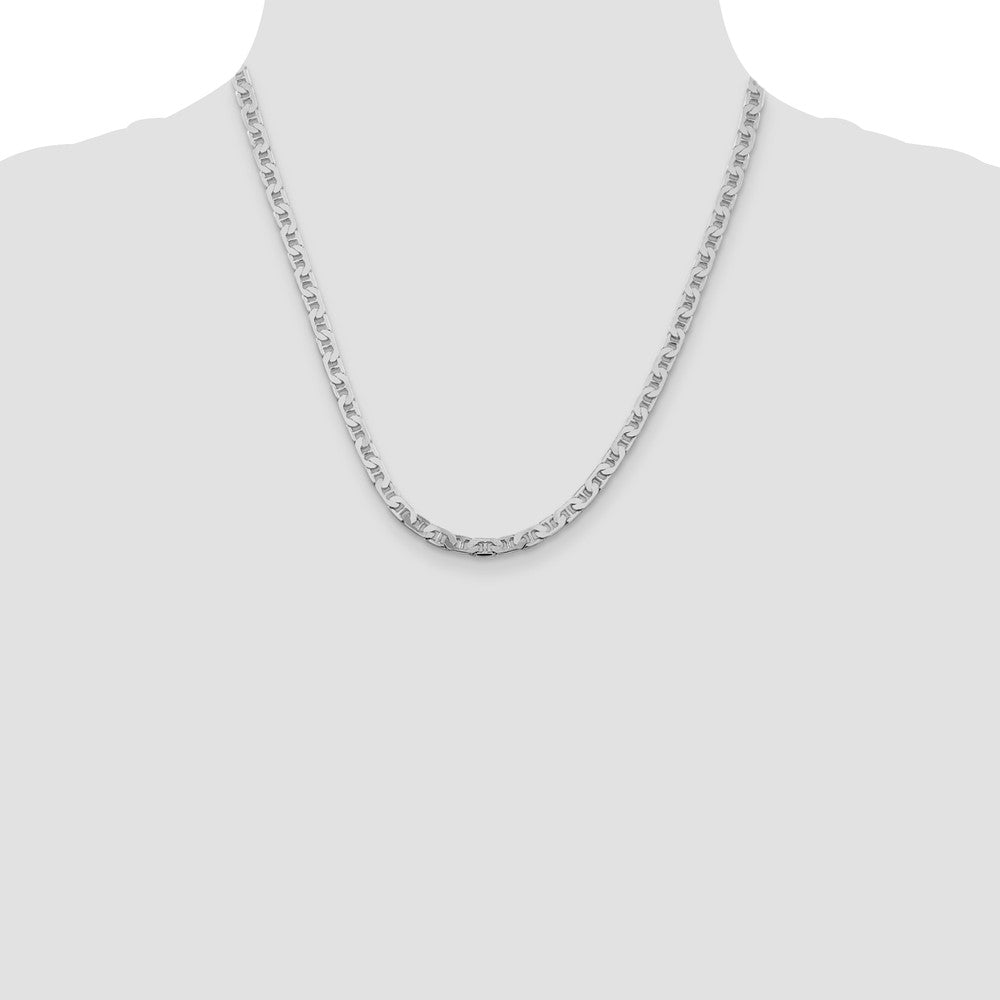 Sterling Silver Rhodium-plated 4.5mm Flat Anchor Chain 20 Inches