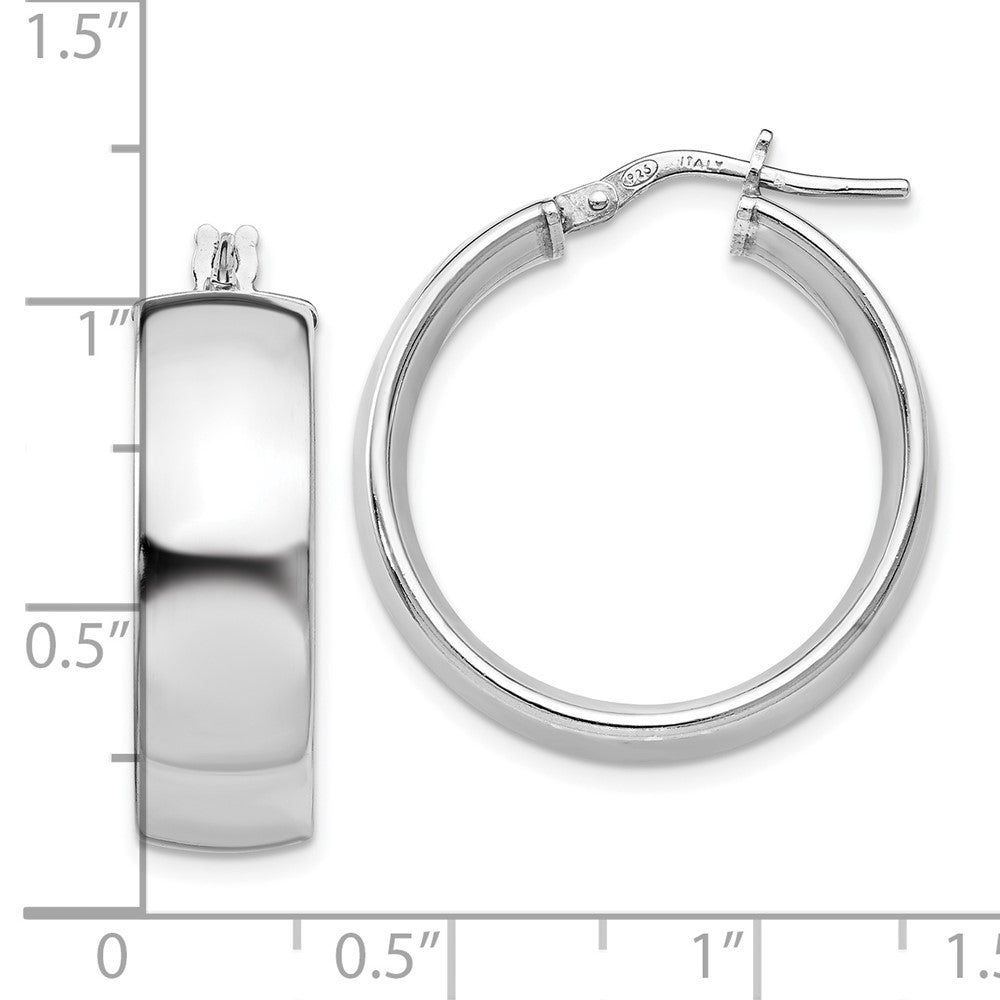 Sterling Silver RH-plated Polished Hinged Hoop Earrings