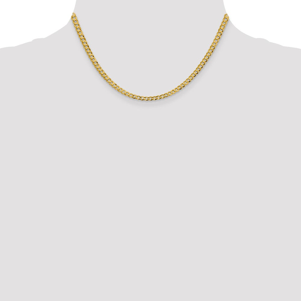 14K 16 inch 3.7mm Lightweight Flat Cuban with Lobster Clasp Chain