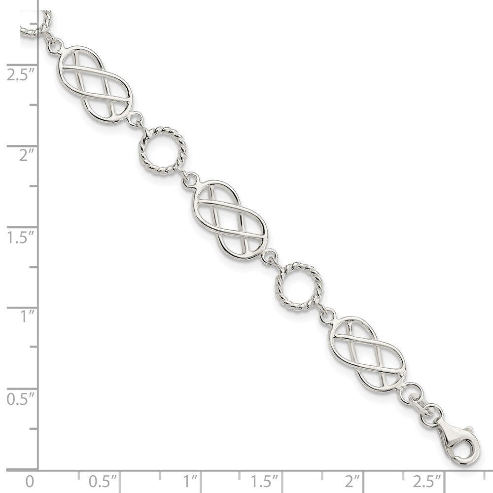 Sterling Silver Pretzel Circle Bracelet 7.25 inches