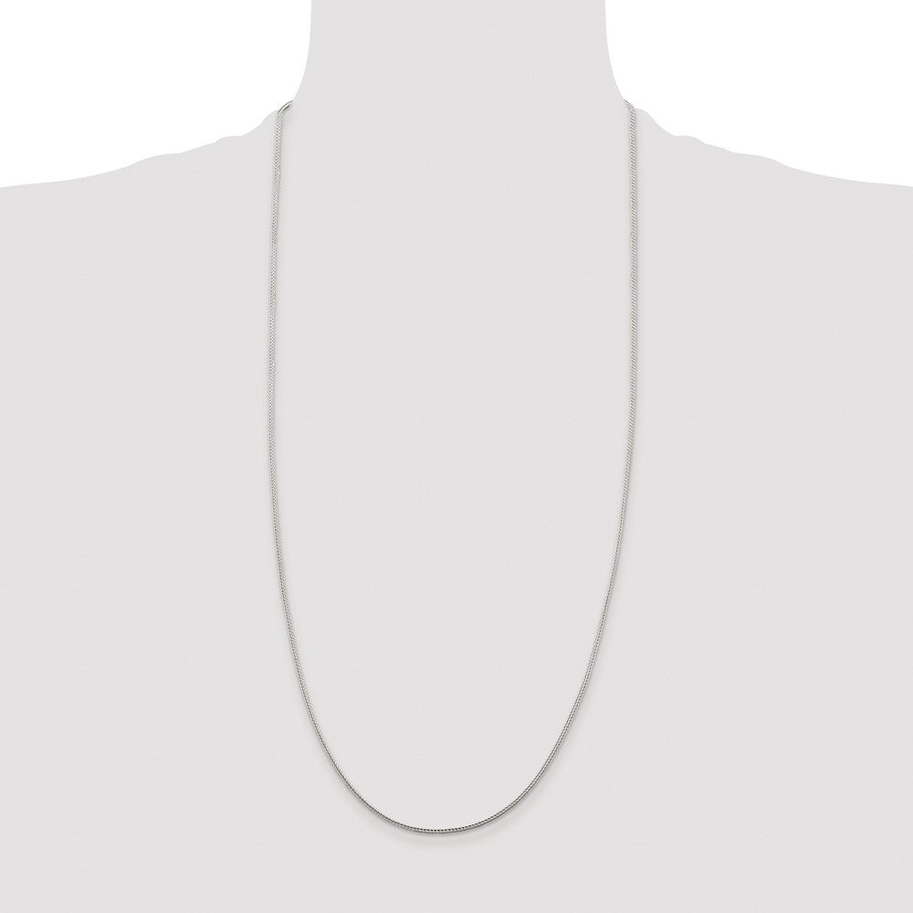 Sterling Silver Rhodium-plated 1.45mm Diamond-cut Round Franco Chain