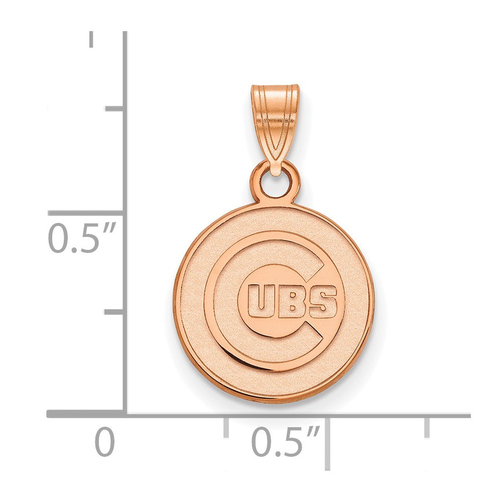 Sterling Silver Rose Gold-plated MLB LogoArt Chicago Cubs Small Pendant