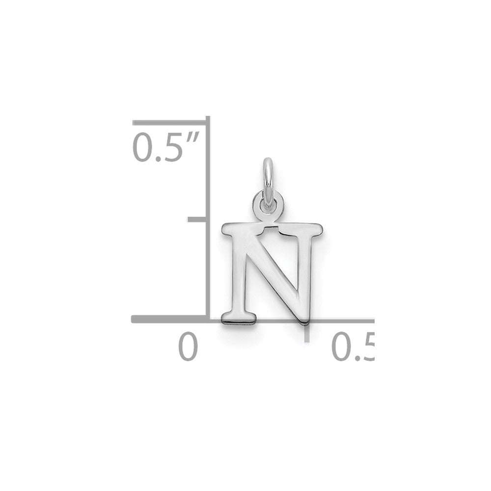 Sterling Silver Rhodium-plated Letter N Initial Charm