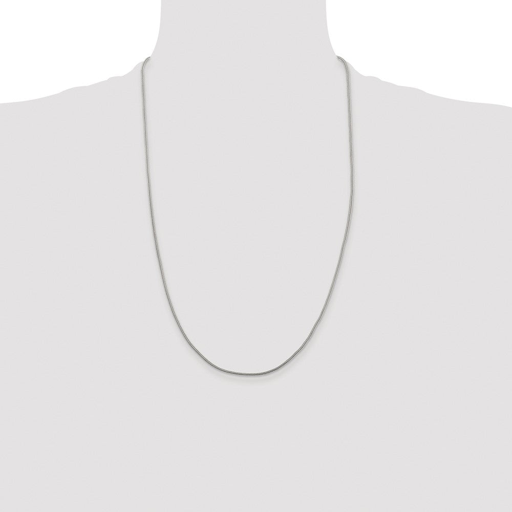 Sterling Silver Rhodium-plated 1.25mm Diamond-cut Round Franco Chain
