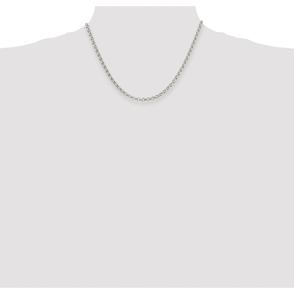 Sterling Silver Rhodium-plated 4mm Rolo Chain