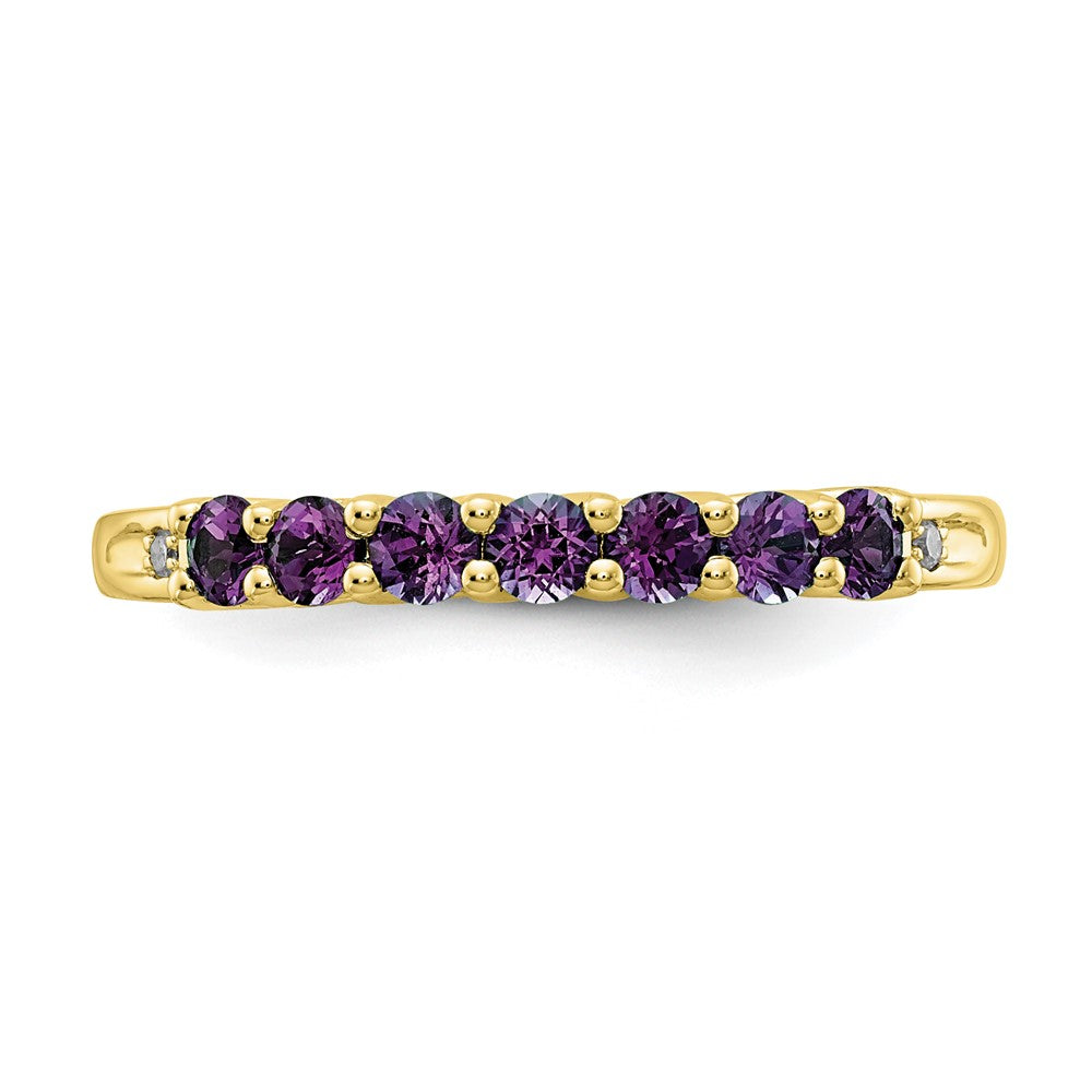 10k Yellow Gold Amethyst & Diamond Ring