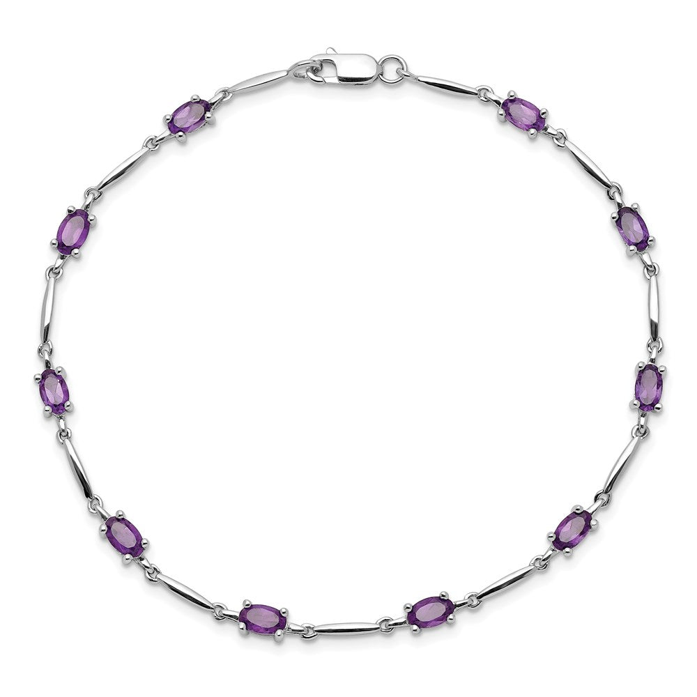Sterling Silver Rhodium-plated Amethyst Bracelet 7 inches