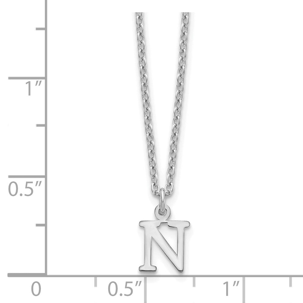 Sterling Silver Rhodium-plated Cutout Letter N Initial Necklace