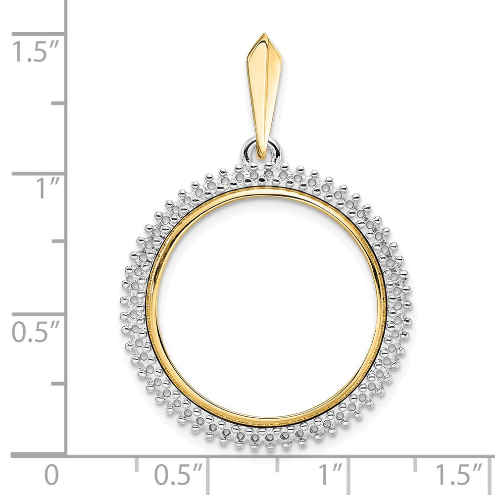 Wideband Distinguished Coin Jewelry 14k Two-tone Polished Diamond Circle 22.0mm Prong Coin Bezel Pendant Mounting
