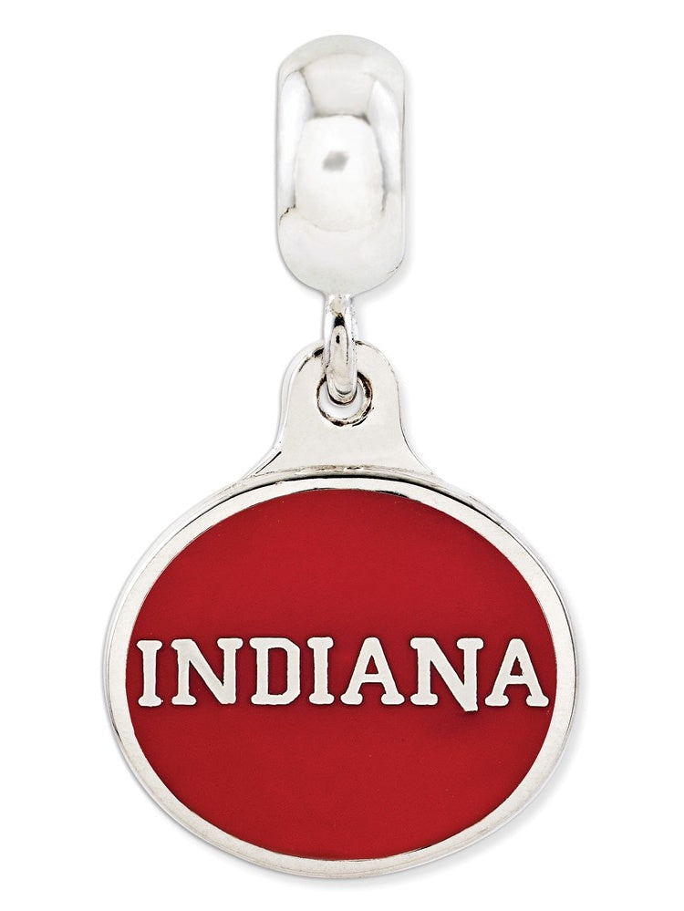 Sterling Silver Indiana University Collegiate Enameled Dangle Bead