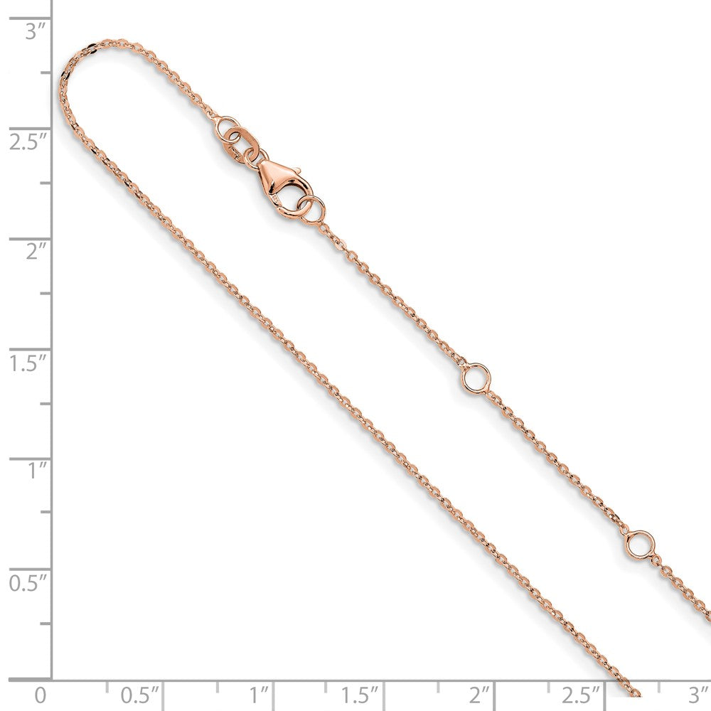 14k Rose Gold 1.2mm Flat Cable 1in+1in Adjustable Chain