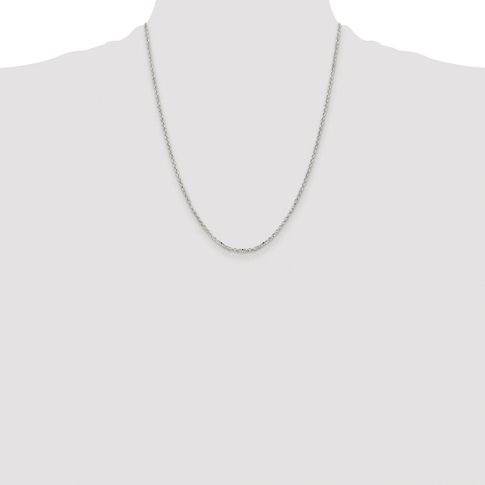 Sterling Silver Rhodium-plated 2.2mm Diamond-cut Cable Chain