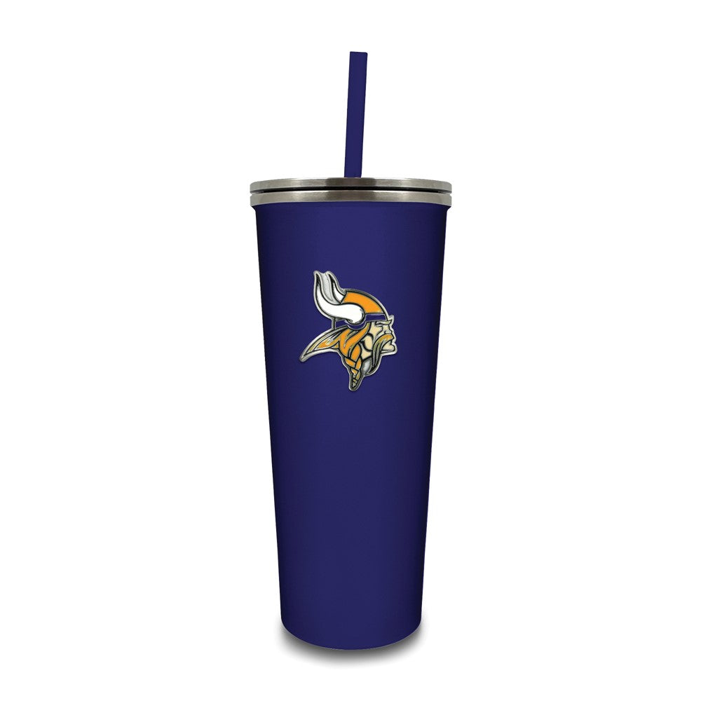 NFL Minnesota Vikings Stainless Steel 24 ounce Skinny Tumbler with Emblem and Straw