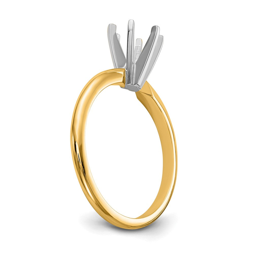 14k Two-Tone 1 carat Lightweight Half-Round 6-Prong Round Solitaire Ring Mounting