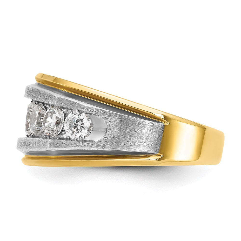 IBGoodman 14k Men's Polished Satin and Grooved 7-Stone Ring Mounting