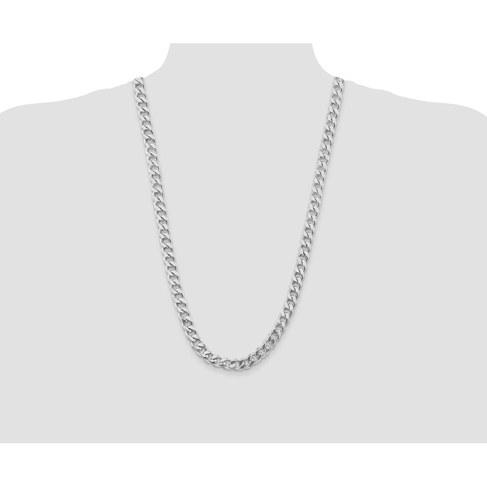 Sterling Silver Rhodium-plated 9.3mm Curb Chain 28 Inches