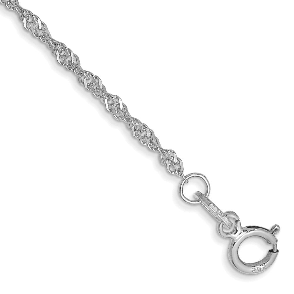 14K White Gold 7 inch 1.4mm Singapore with Spring Ring Clasp Chain 7 inches