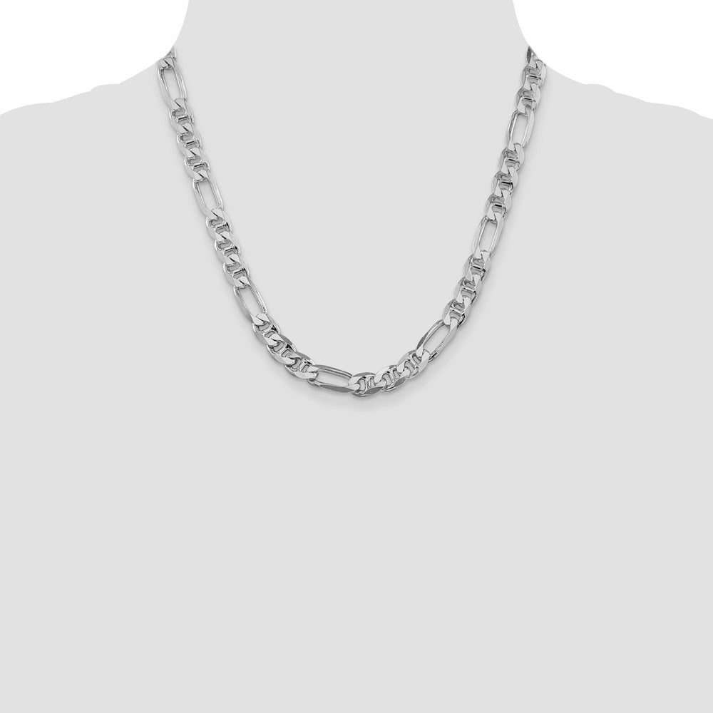 Sterling Silver Rhodium-plated 8.25mm Figaro Anchor Chain 20 Inches