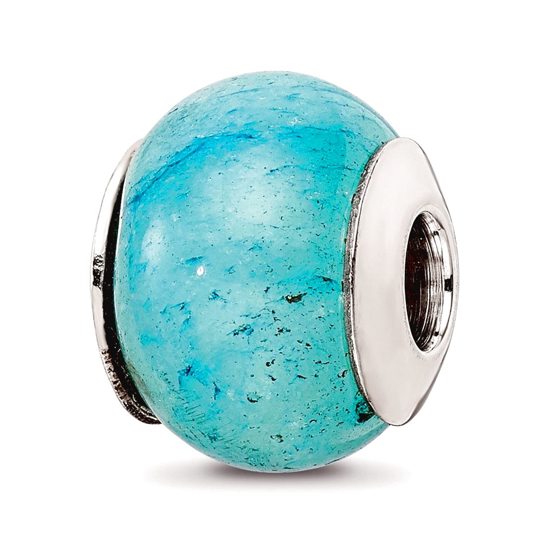 Sterling Silver Reflections Cracked Blue Aventurine Stone Bead