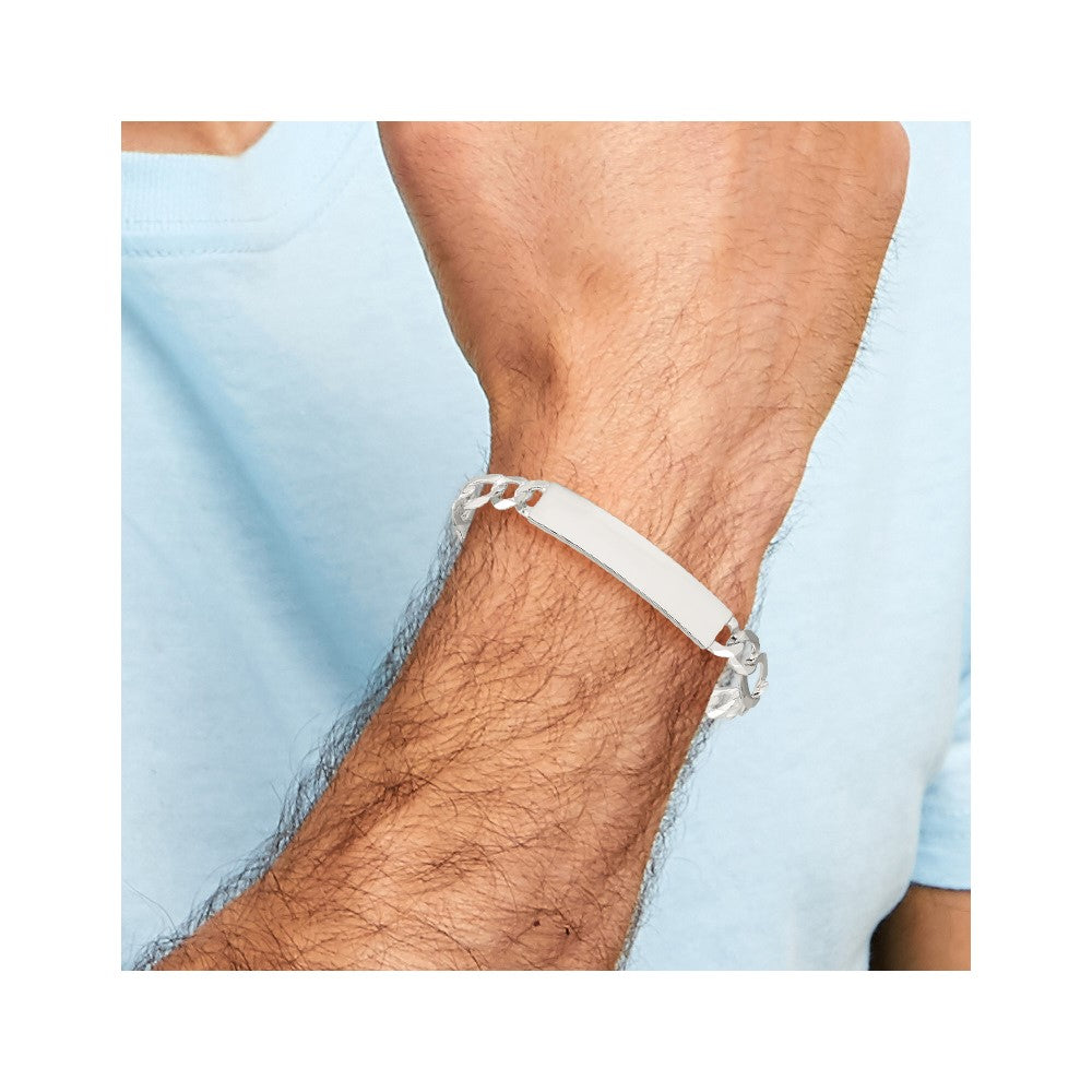 Sterling Silver Figaro Link ID Bracelet 7.5 inches