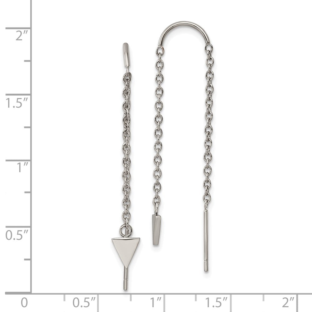 Stainless Steel Polished Triangle Dangle Threader Earrings