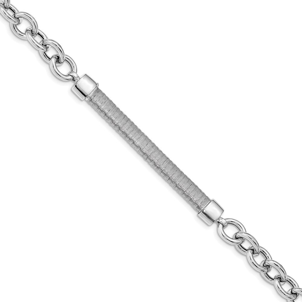 Sterling Silver Rhodium-plated Fancy w/ 1in Bracelet
