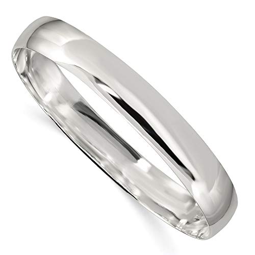 Sterling Silver 9.75mm Solid Polished Plain Slip-On Bangle Bracelet 7.5 inches