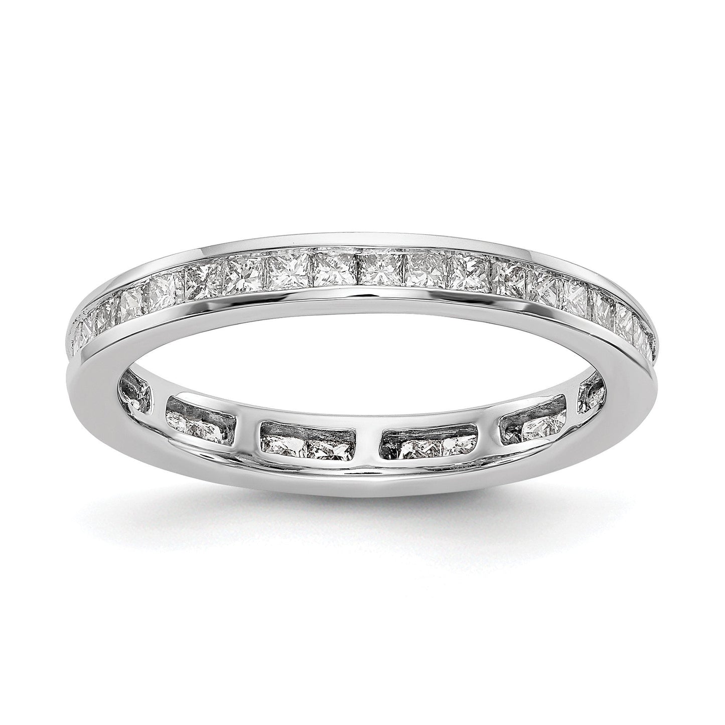 14k White Gold Polished Size 6.5 Channel-set 1 carat Princess Diamond Complete Eternity Band