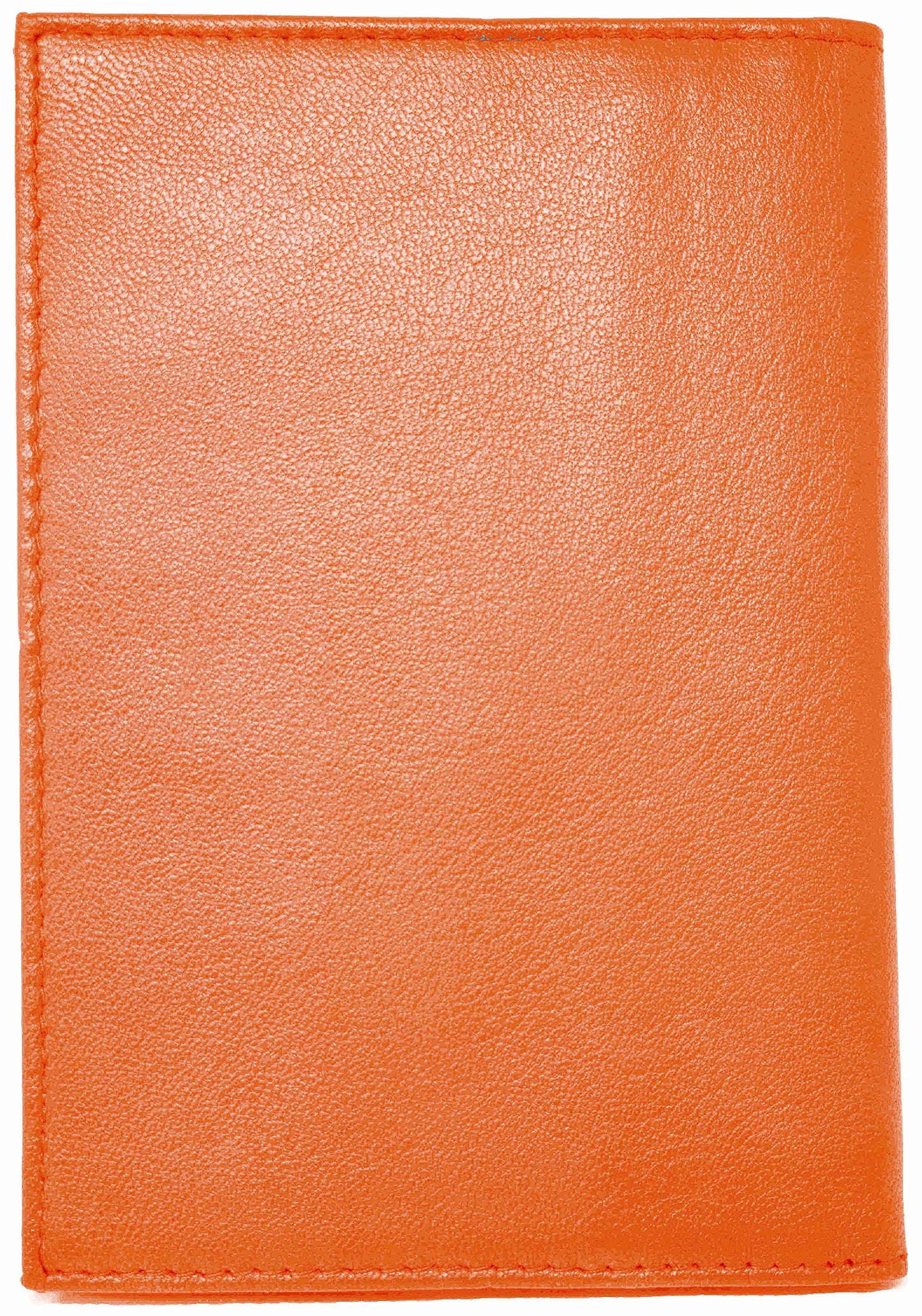Orange Genuine Cowhide Leather RFID Blocking Passport Wallet with 3 Interior Slots QGM22566