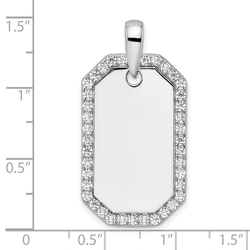 True Origin 14K White Gold Men's 1 carat Lab Grown Diamond VS+ F+ Complete Dog Tag Pendant