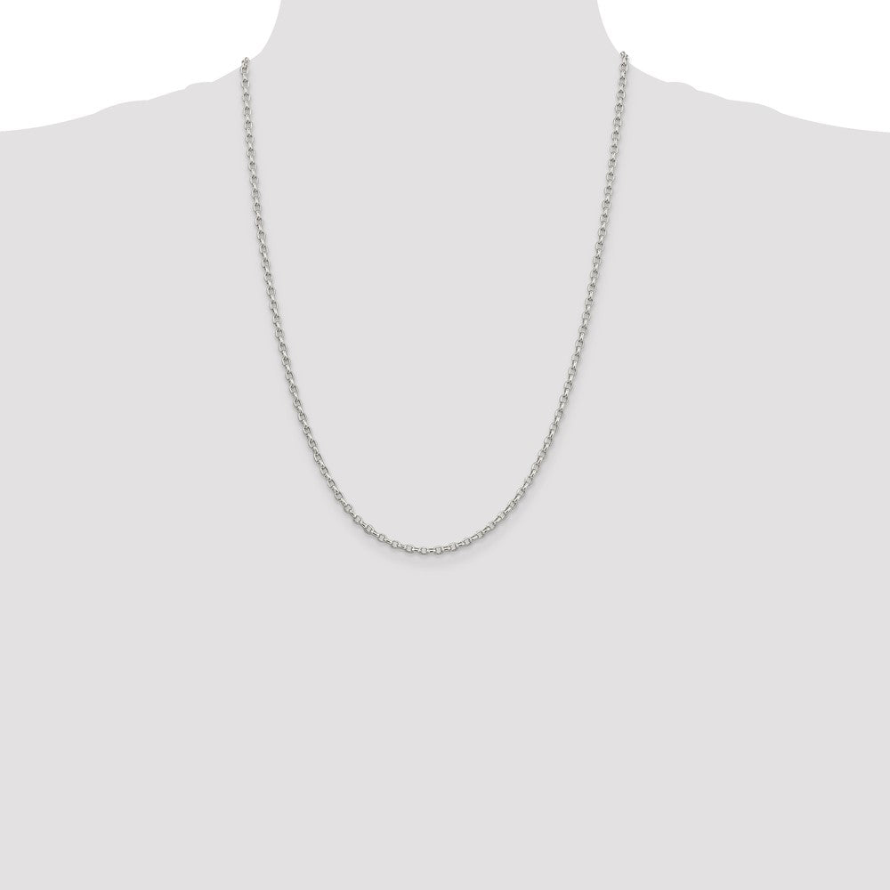 Sterling Silver 2.75mm Oval Fancy Rolo Chain 24 Inches